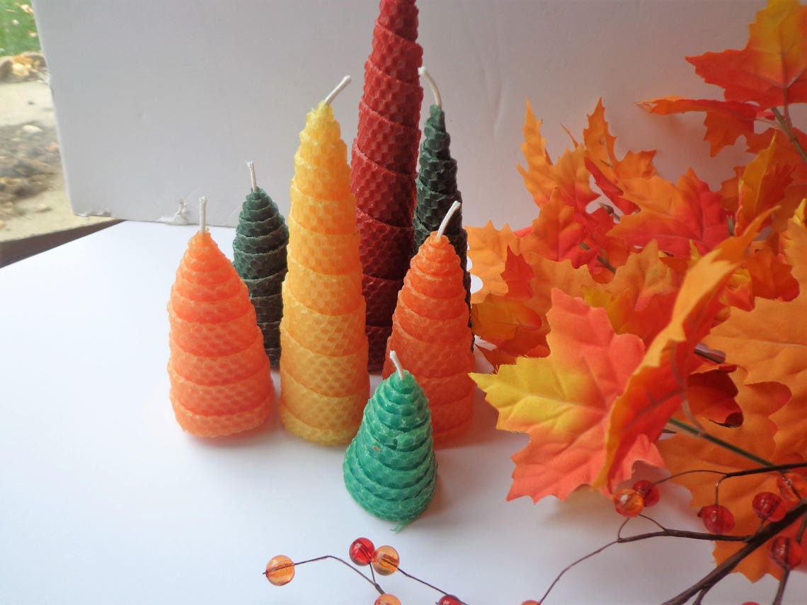 Fall Beeswax Tree Candles Autumn Tree Candles Beeswax Tree Etsy