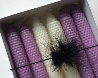 Lavender Beeswax Candles - Beeswax Candles - Lavender Candles  - Mothers Day Gift - Unscented Candles - Honeycomb Beeswax Tapers