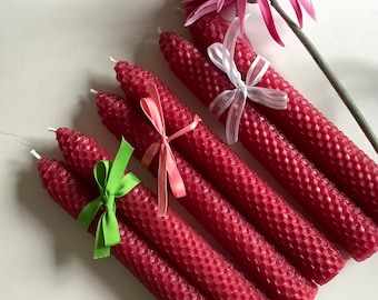 Wild Berry Beeswax Tapers, Mother's Day Gift, Berry Beeswax Candles, Beeswax Candles, Unscented Beeswax Candles, Candles, Tapers