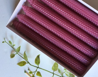 Rose Pink Beeswax Taper Candle Set, Housewarming Gift, Rustic Home Decor, Gift for Her