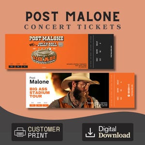 Post Malone personalisierte Big Ass Tour Konzertkarte Jelly Roll CUSTOMIZED Print