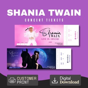 Shania Twain 2025 Tour Ticket. Personalized Digital Ticket Download