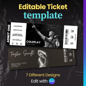 Editable Concert Ticket Template, DIY Event Ticket, Surprise Gift Custom Concert Ticket, Printable Concert Tickets Gift Idea, Canva Template