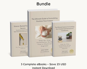 Skincare Formulation Starter Bundle - Learn Creams, Oils & Shampoo Bars | 3 Science-Based eBooks
