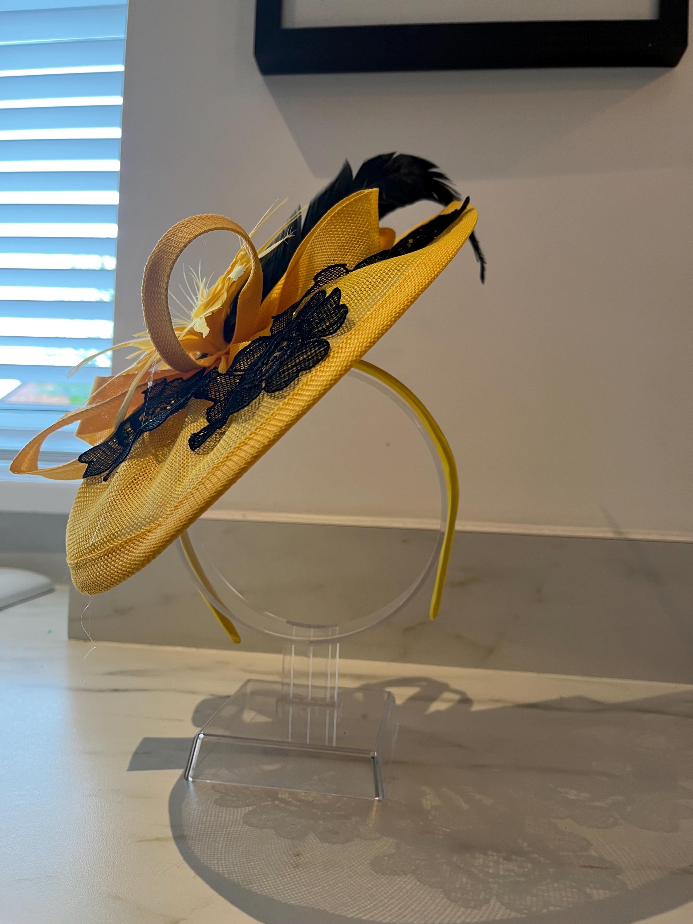 Yellow and Black Fascinator Hat / Headband - Etsy display picture 2