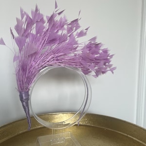 Lilac Fascinator Headband, Feather Headpiece
