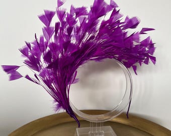 Leuchtend Lila Fascinator Haarband, Federschmuck