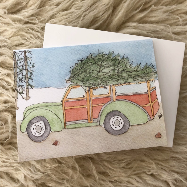 Holiday Watercolor Greeting Cards Set of 6 image 7