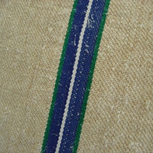 Vintage Grain Sack Pillow Cover European Hemp Blue Stripe image 3