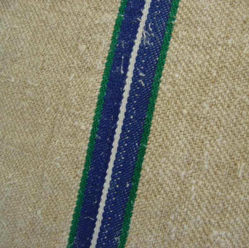 Vintage Grain Sack Pillow Cover European Hemp Blue Stripe image 3