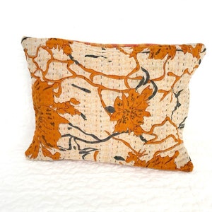 Vintage Kantha Boho Cottage Pillow Cover 12 x 16 image 1