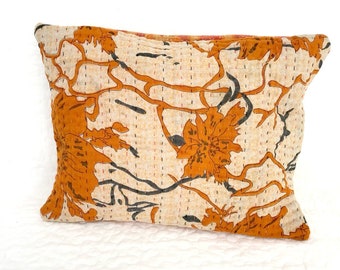 Vintage Kantha Boho Cottage Pillow Cover 12 x 16