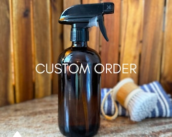 Pedido personalizado de 120 juegos de botellas de spray de vidrio ámbar de 16 oz con fundas de silicona