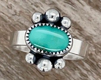 Emerald Valley Turquoise Ring Size 10 Sterling Silver Teal Green Stone Gemstone December Birthstone Southwest Gift for Her