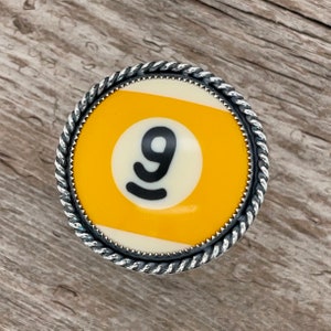 Number 9 Billiard Ball Ring: Sterling Silver Statement Jewelry, Size 10