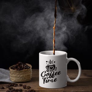 Coffee Time Mug – Cute Coffee Lover Gift, Caffeine Addict Mug, Morning Routine Cup, Barista Aesthetic Mug, Funny Coffee Mug for Her or Him