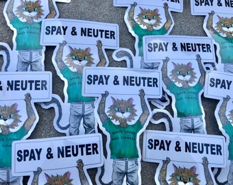 Spay and Neuter Cat Vinyl Sticker, Pet Rescue