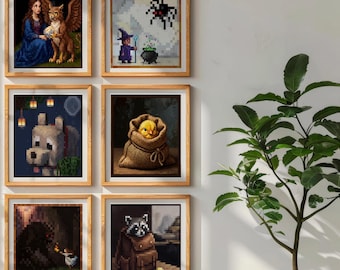 Pixel Art Gaming Poster Set: 18 Prints, Retro Wall Art