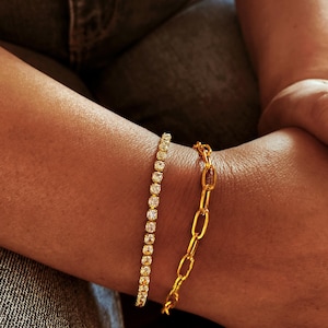 Gouden tennisarmband voor vrouwen zirkonia diamanten armband sierlijke minimalistische sieraden cadeau voor haar elegante bruiloft armband bruidsmeisjes