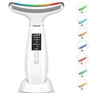7-Color Rechargeable Neck & Face Massager with Vibration Technology, Portable Skin Care Sculpting Tool and Beauty Device