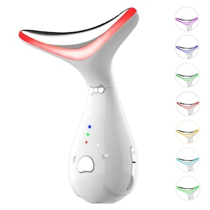 7-Color Rechargeable Neck & Face Massager with Vibration Technology, Portable Skin Care Sculpting Tool and Beauty Device