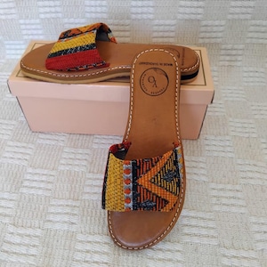 Handmade Moroccan Leather Sandals: Brown Toe Loop Buckle Strap Summer Shoes