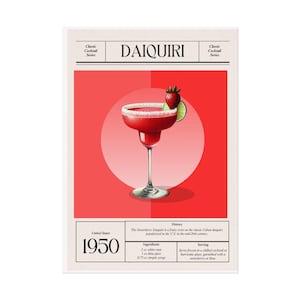Daiquiri Cocktail Poster: Vintage Bar Decor, Retro Home Art