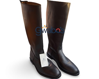 Equestrian Dressage Field Cosplay Boots - Black Leather Riding  Shoes Handmade Cavalry Officer Costume