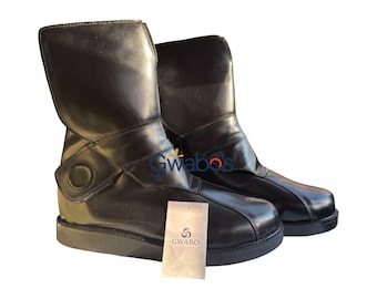 Black Clone Trooper Cosplay Boots: 501st Approvable Star Wars Armor, Genuine Leather, Shoes