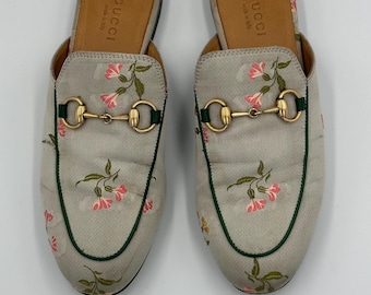 Gucci princetown floral grey cloth horsebit