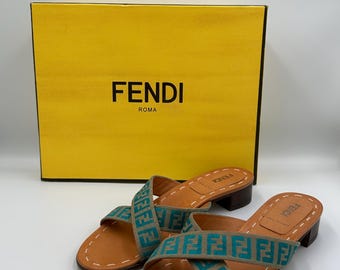 Authentic Vintage Fendi Mules FF Logo Luxury Summer with Box Size EU 37