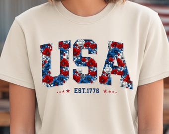 Floral USA 4th of July Shirt: Patriotic Family Tee