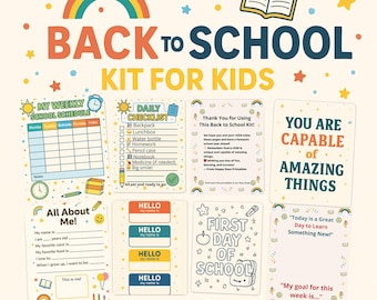 Kit de volta às aulas para crianças – atividades para impressão, cronograma, etiquetas, flashcards e muito mais