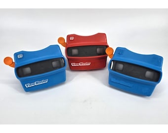 Lot of 3 Vintage View Master 3D Viewer (2) Blue & (1) Red Classic Toy Slide
