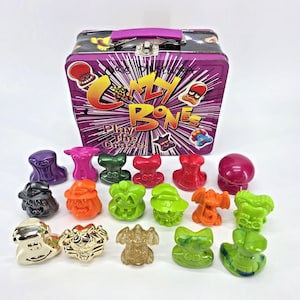 Vintage 2000 Mcdonald's Gogos Crazy Bones Lot Gold Glitter Halloween Lunch Tin