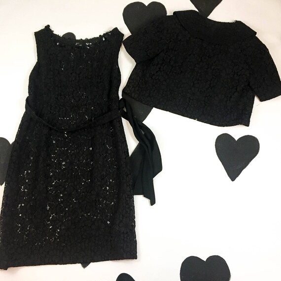 50's sheer black lace dress and bolero jacket set