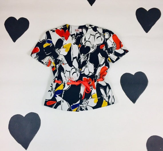 80's 90's grommet belt floral cutout structured sh