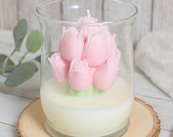 Vela artesanal em formato de tulipa, vela decorativa perfumada.