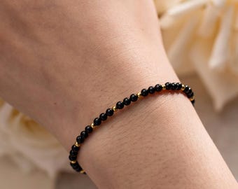 Armband van natuurlijke zwarte spinel - Beschermende armband voor empathie - Aardende steen - Helende kristallen armband - Cadeau voor haar