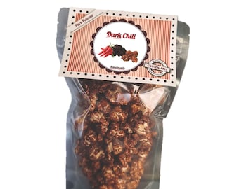 Niemiecki popcorn o smaku ciemnej papryczki chili / ręcznie robiony / Niemiecki popcorn o smaku czekoladowej papryczki chili / ręcznie robiony / 100% naturalny