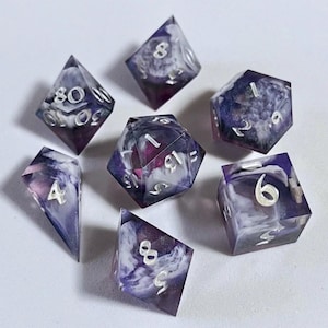 Juego de dados de resina de nube con borde afilado hecho a mano, dados poliédricos para juegos de rol