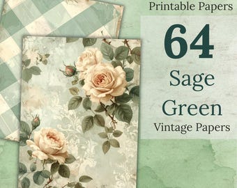 Paquete de papeles digitales Shabby Roses, fondos florales vintage para álbumes de recortes (descarga digital)