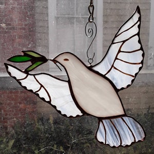 Peace Dove as  Stained Glass Suncatcher