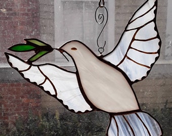 Peace Dove as  Stained Glass Suncatcher