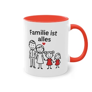 Family Mug Gift – Mom Dad Children, Loving Illustration, Mug with Saying, Coffee Mug Family, Parents Gift, Ceramic Mug