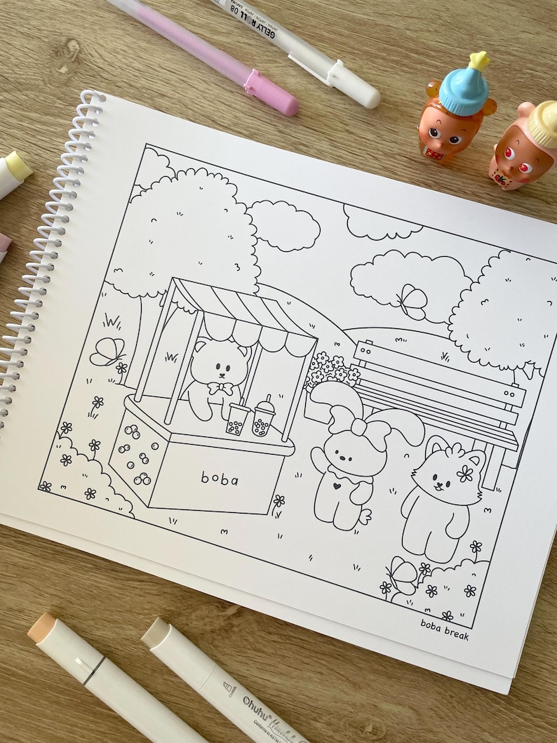 Honeybutter & Co. Coloring Book Vol. 1 - Premium Cardstock - Cute Coloring Book for Adults and Kids with Spiral Bound image 7