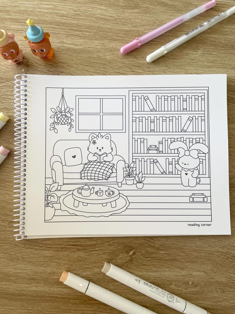 Honeybutter & Co. Coloring Book Vol. 1 - Premium Cardstock - Cute Coloring Book for Adults and Kids with Spiral Bound image 6