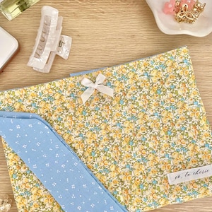 Quilted Book Sleeve with Bow - Handmade Book Sleeve, Fabric Book Cover, Bible Case, Gift for Book Lovers, Gift for Readers