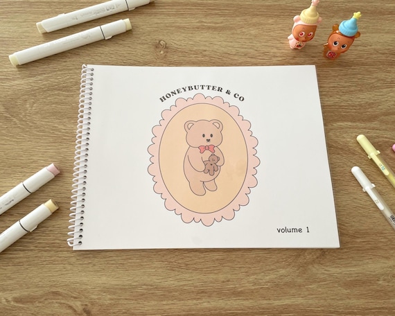 Honeybutter & Co. Coloring Book Vol. 1 - Premium Cardstock - Cute Coloring Book for Adults and Kids with Spiral Bound