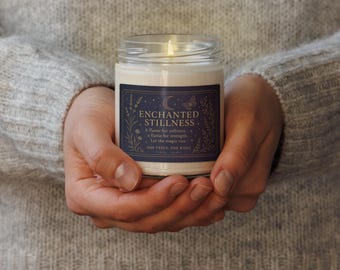 Enchanted Stillness – Ritual Candle for Soft Strength & Quiet Magic | Celestial Cottagecore Candle | She Feels, She Rises